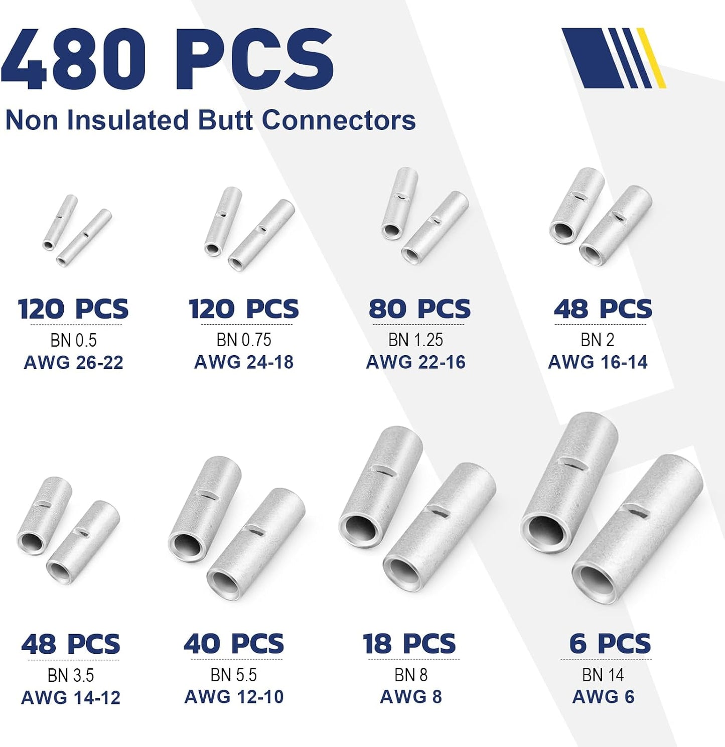 Kit 480 Pzas Conectores Crimpado AWG26-6 Cobre Puro
