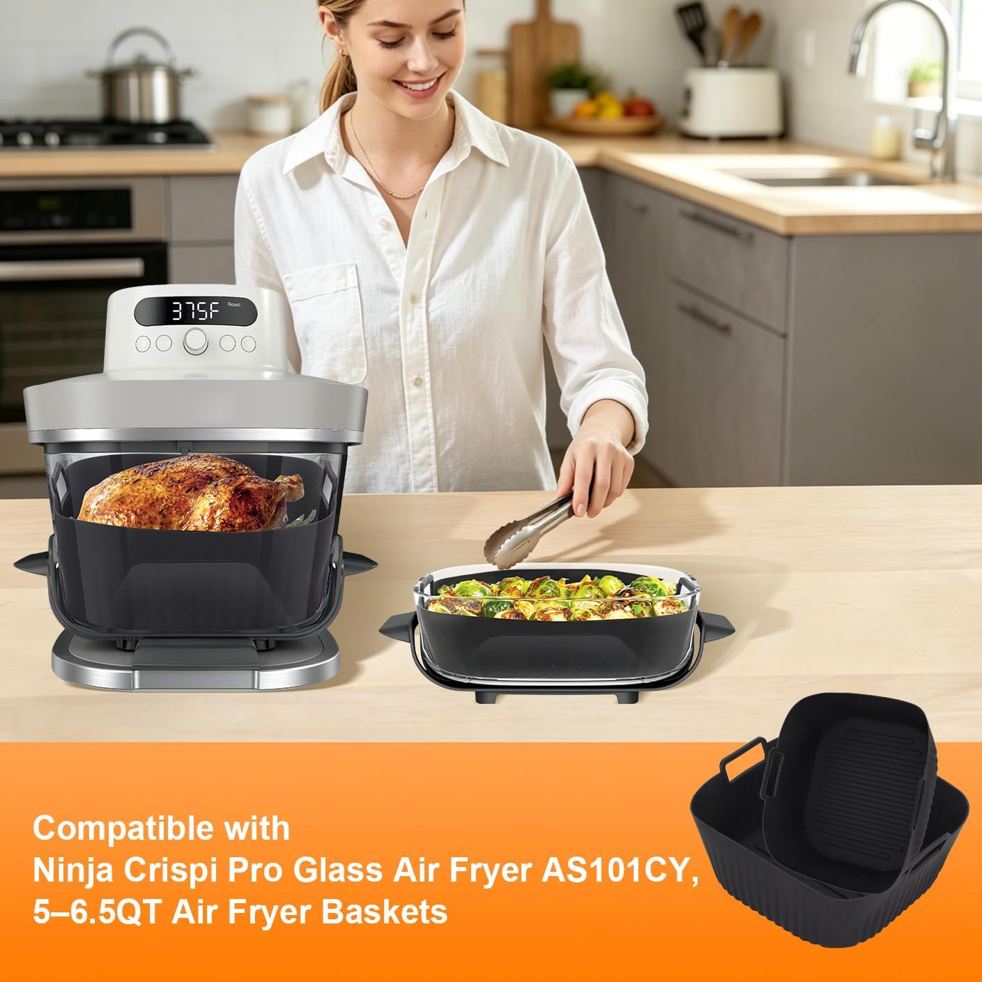 Liner silicona cuadrado para air fryer Ninja 5-6.5qt