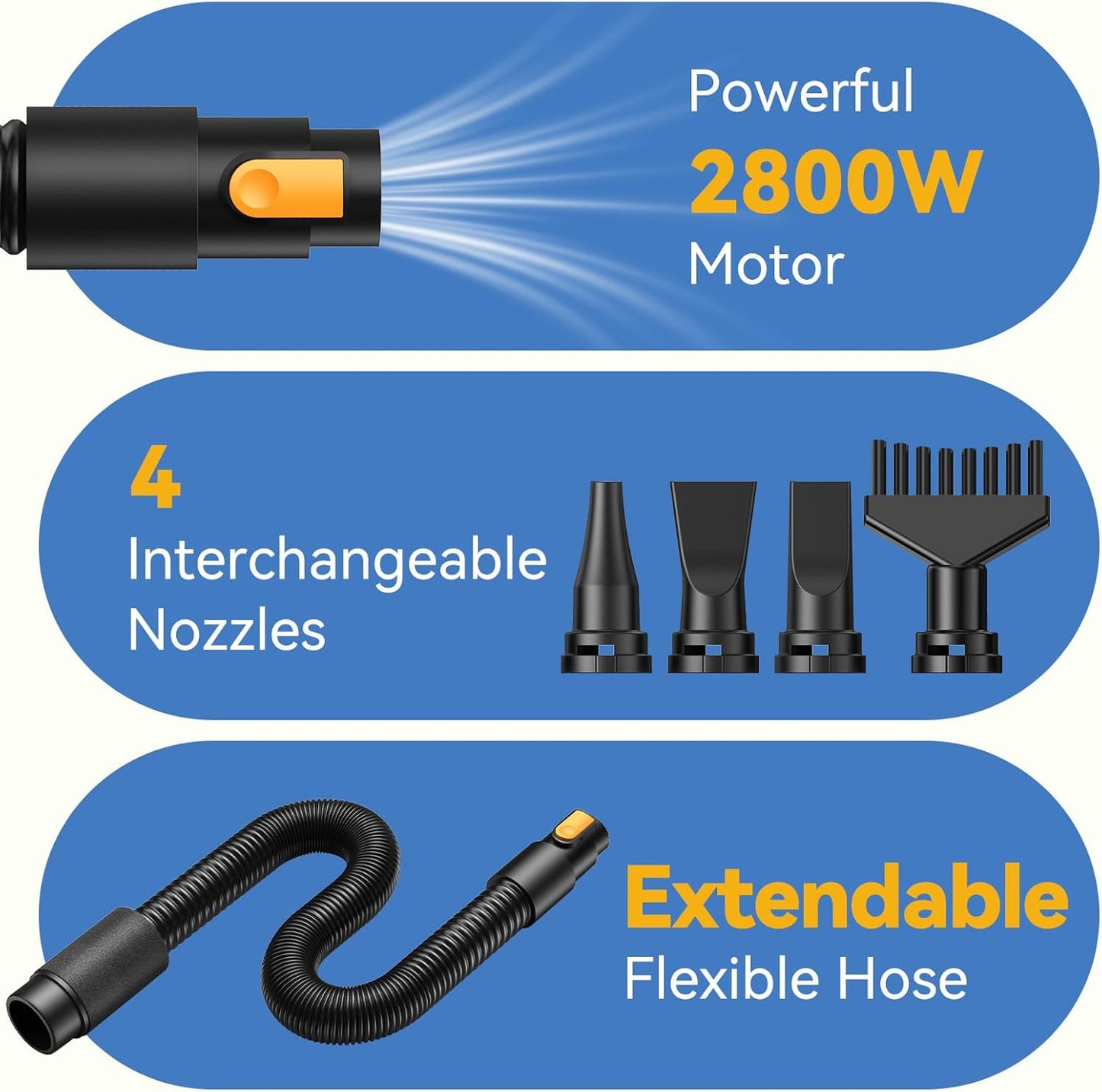 Secador pelo perro 2800W ajustable 4 boquillas