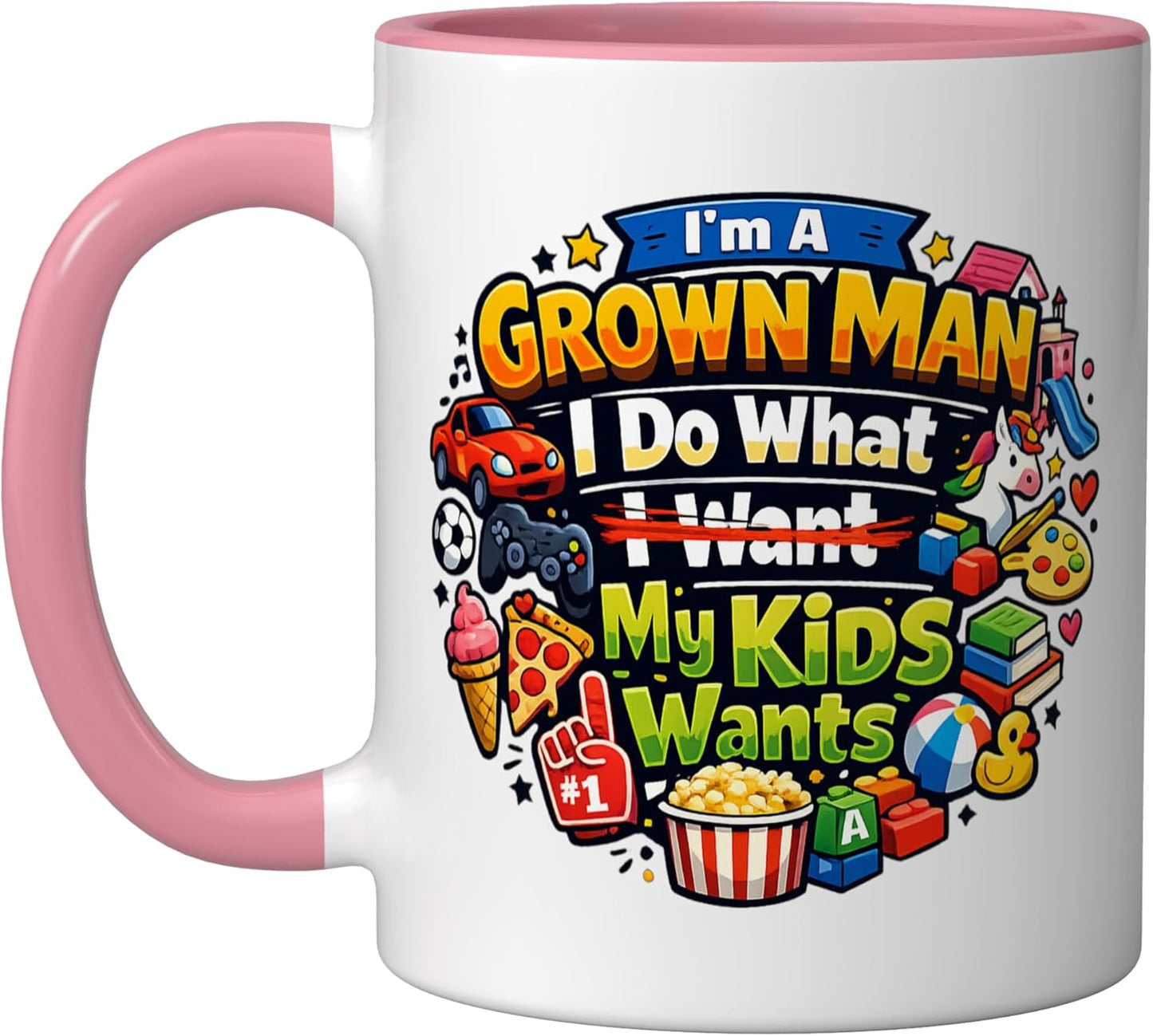 Taza Cerámica Padre Humorística Rosa/Blanco