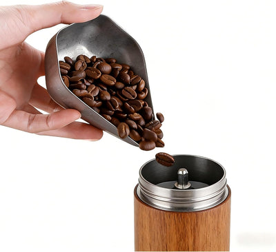 Taza dosificadora de grano de café de acero inoxidable con bandeja de té y herramientas de cerámica