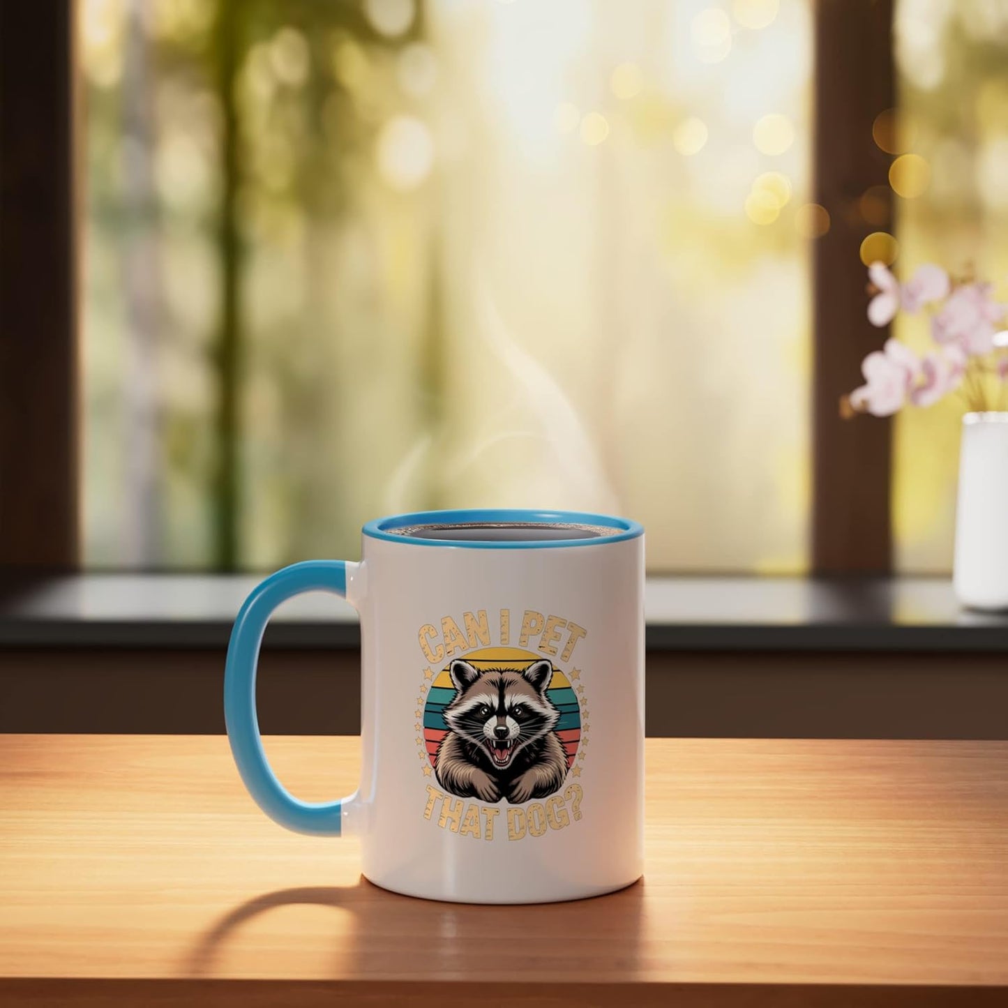 Taza Cerámica Perro Rata Risa Azul/Blanco