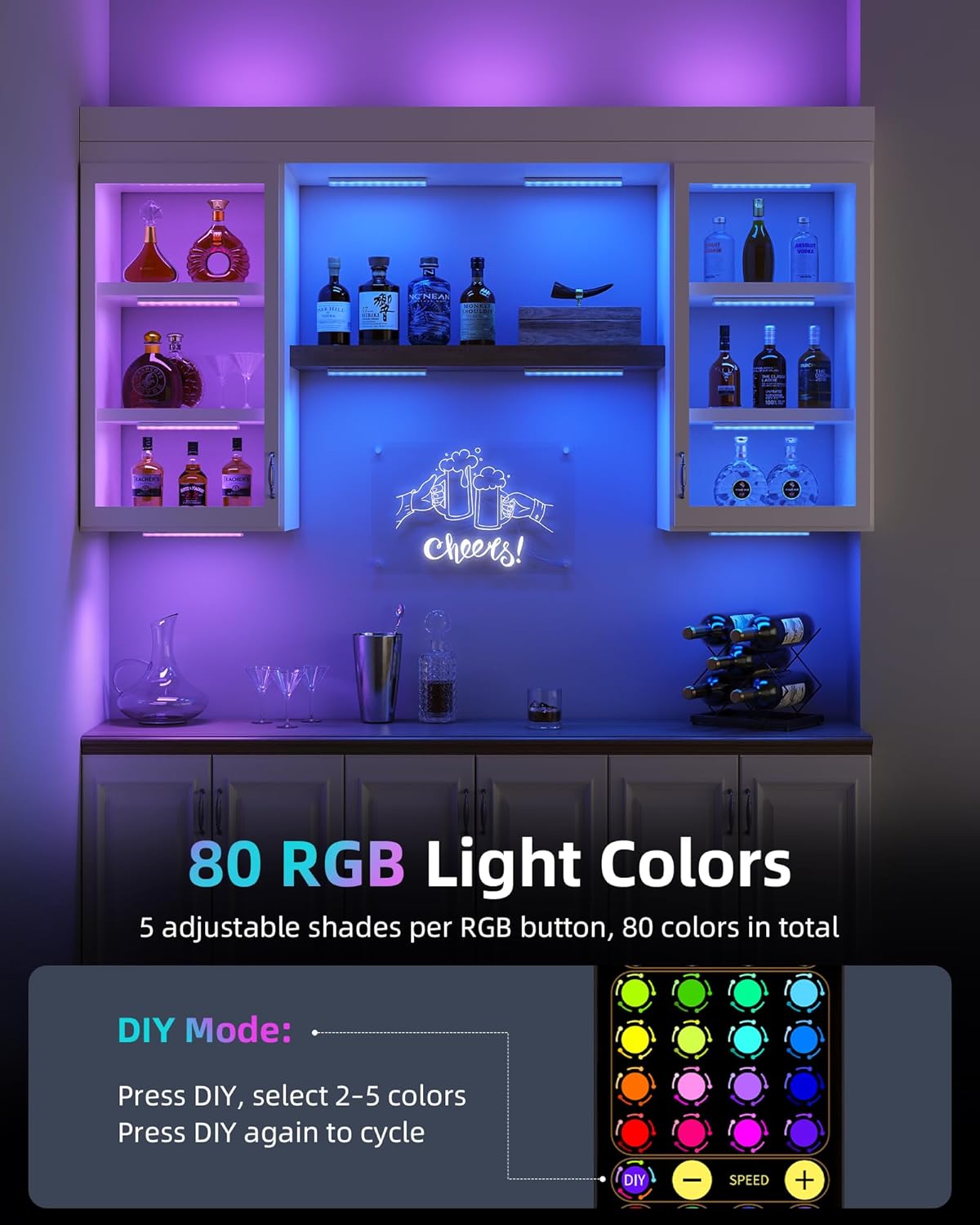Luces magnéticas recargables para gabinete 80 colores