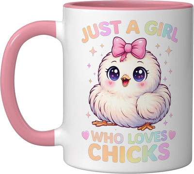 Taza Cerámica Pollo Kawaii Rosa/Blanca