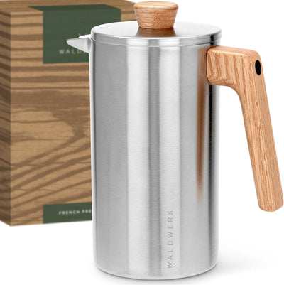 Prensa francesa acero inox doble pared 34oz madera roble