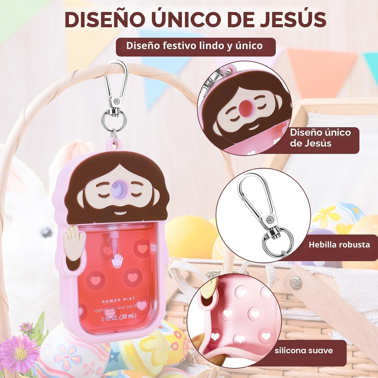 Funda silicona para aerosol desinfectante rosa