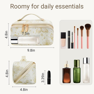 Bolsa maquillaje viaje impermeable plana beige moda