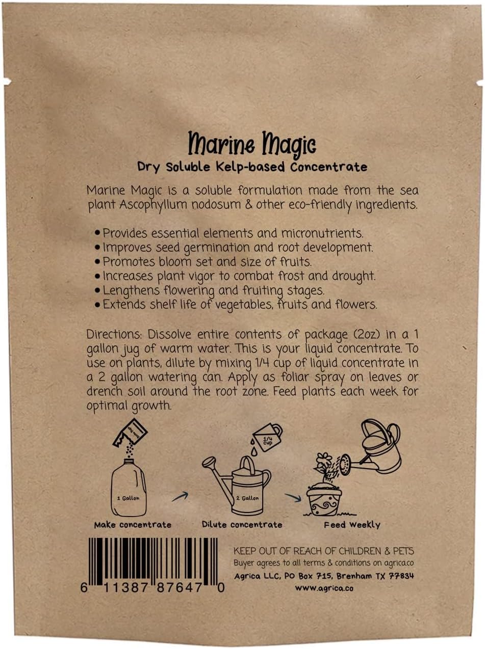Fertilizante en polvo de algas marinas 100% natural 128gal