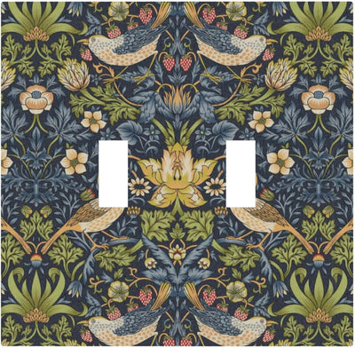 Placa interruptor decorativa William Morris 2 gang flores vintage