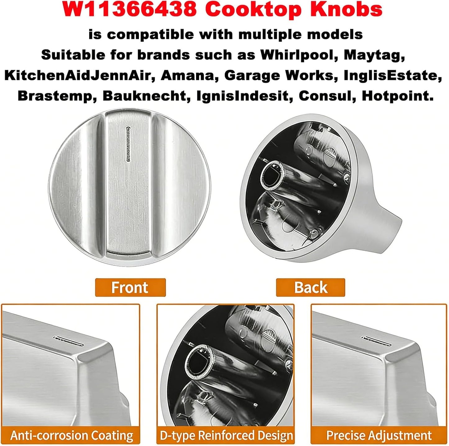 Perillas estufa gas Whirlpool comp WCG55US0HS00