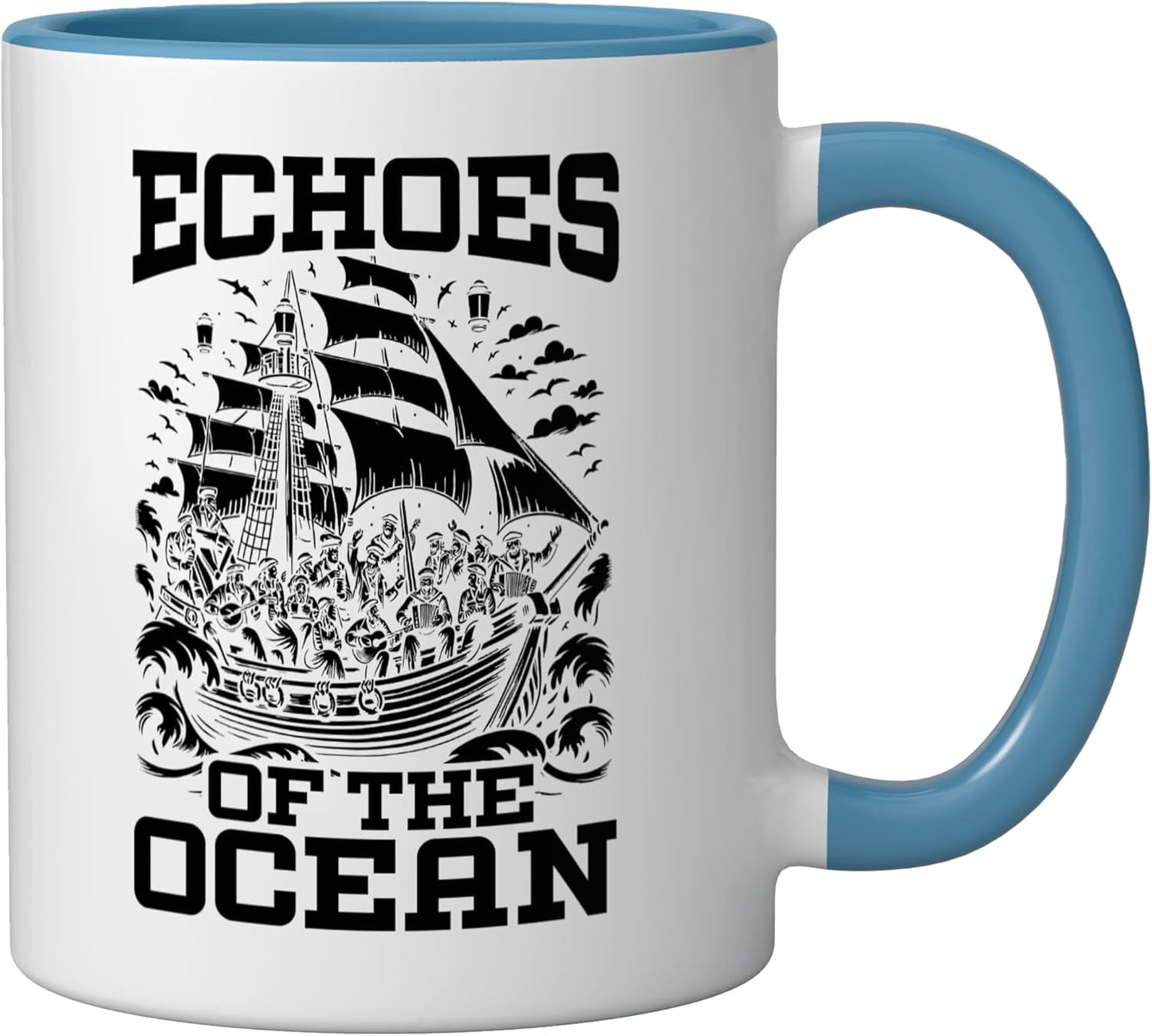 Taza Cerámica Canciones de Mar Azul/Blanco