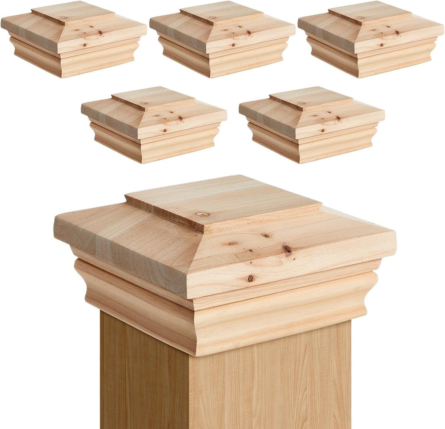 6 Tapas Madera Cedro 4x4pulg para Valla Resistente