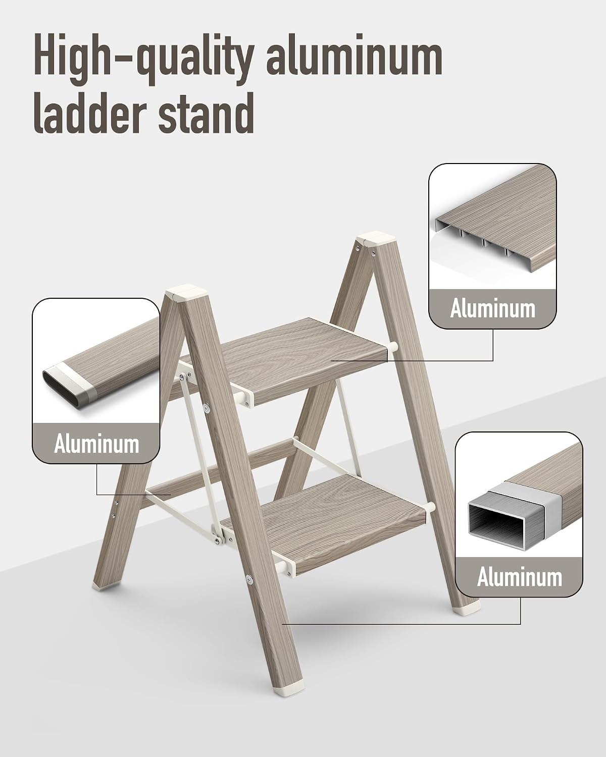 Escalera 2 escalones aluminio plegable con pedal antideslizante