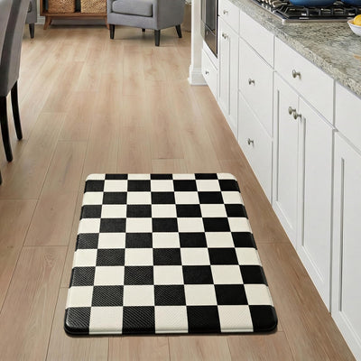 Set 2 Alfombras Cocina Cuadros Beige y Negro Antifatiga