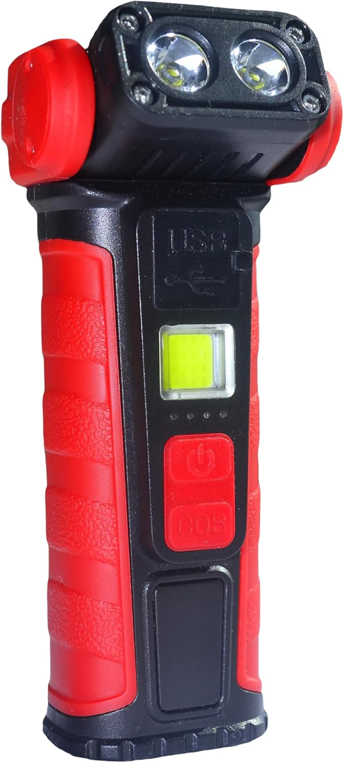 Linterna recargable multifuncional con base magnética y clip