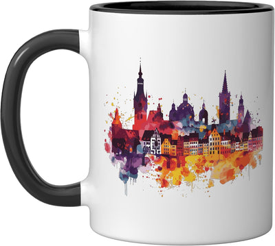 Taza cerámica Ochtrup negra/blanca