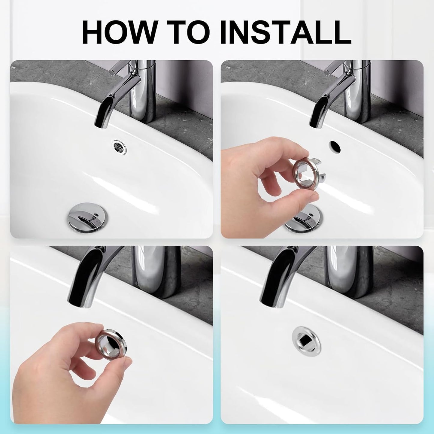 4 Anillos ajuste universal cubiertas redondas baño