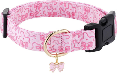 Collar perro ajustable con lazo rosa para perros medianos