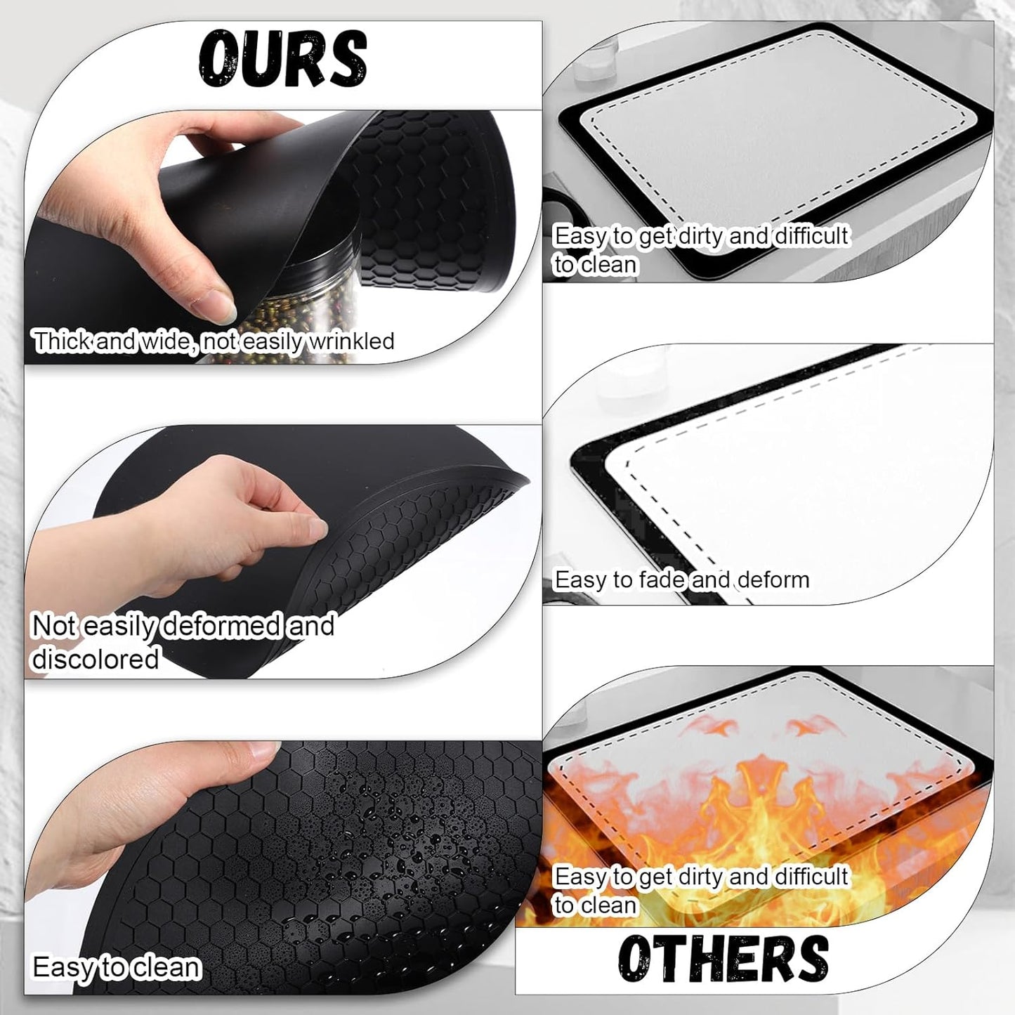 Tapete silicona microondas 11.8x11.8pulg antideslizante negro