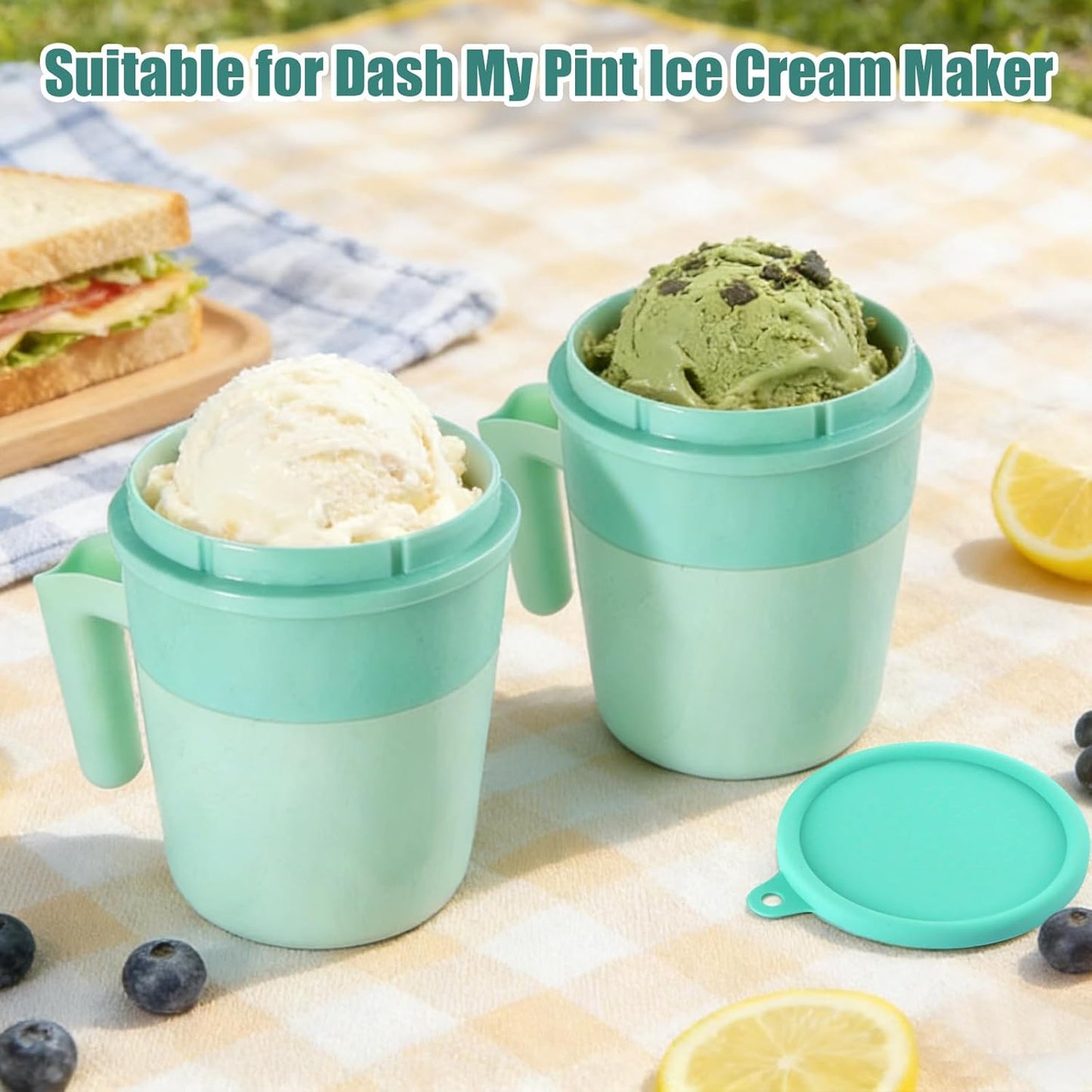 2 Tapas Silicona Sin BPA para Máquina Helado Dash Pint