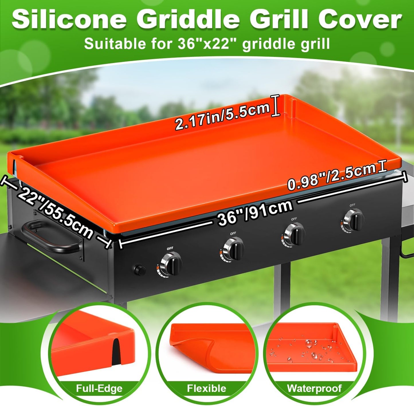 Cubierta silicona parrilla Blackstone 36pulg borde completo