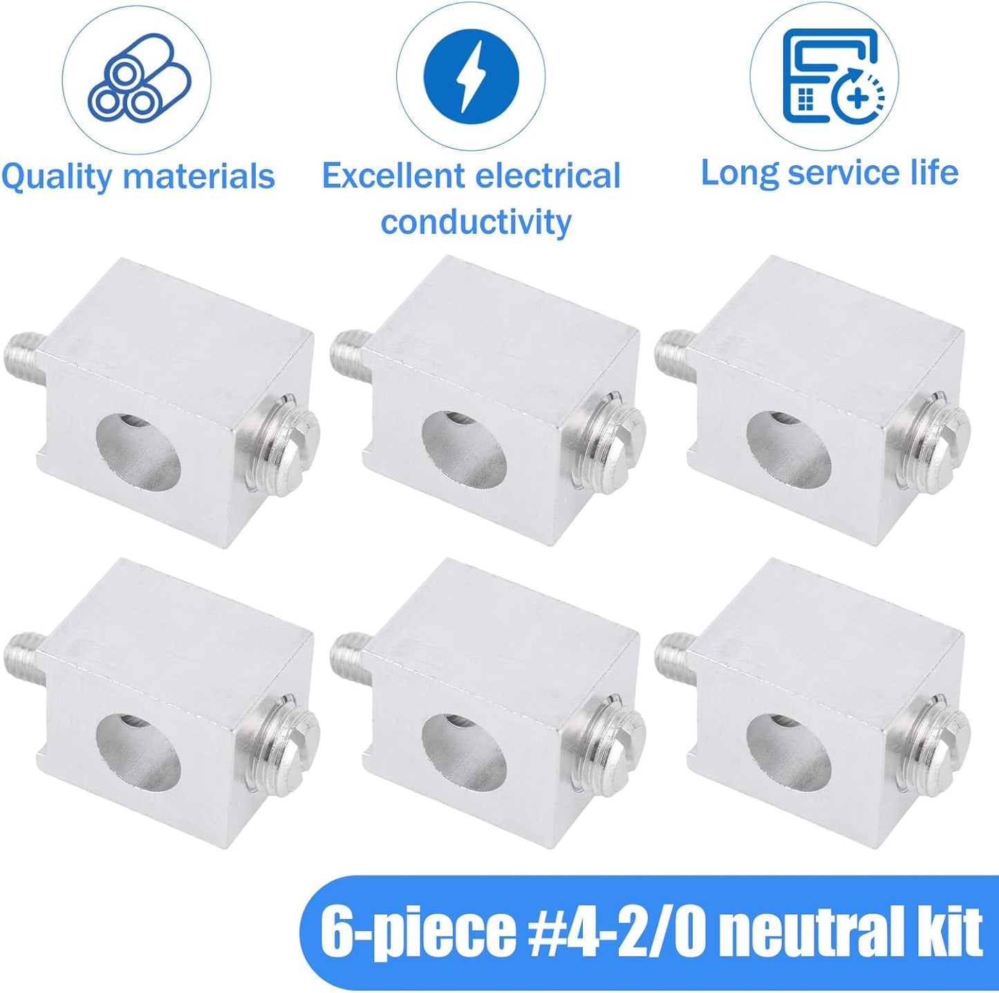 Kit 6 Pzas Terminales Neutros #4-2/0 Aluminio Conexión Tierra