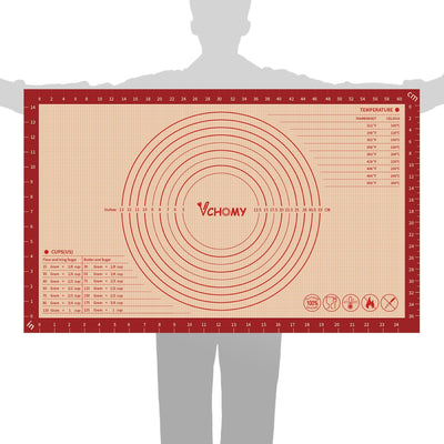 Tapete de silicona extragrande antideslizante para pastelería 26 x 16 pulgadas rojo