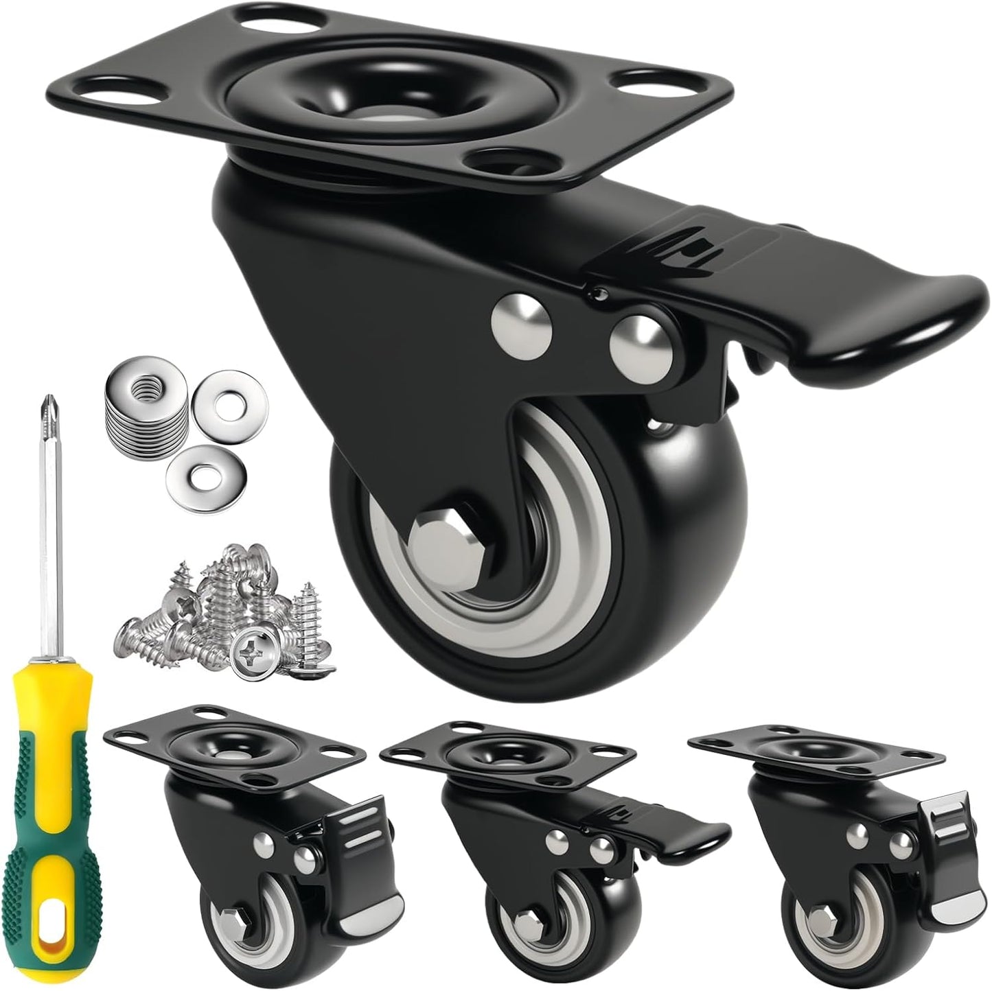 Set 4 Ruedas Giratorias 2pulg Resistentes Sin Ruido