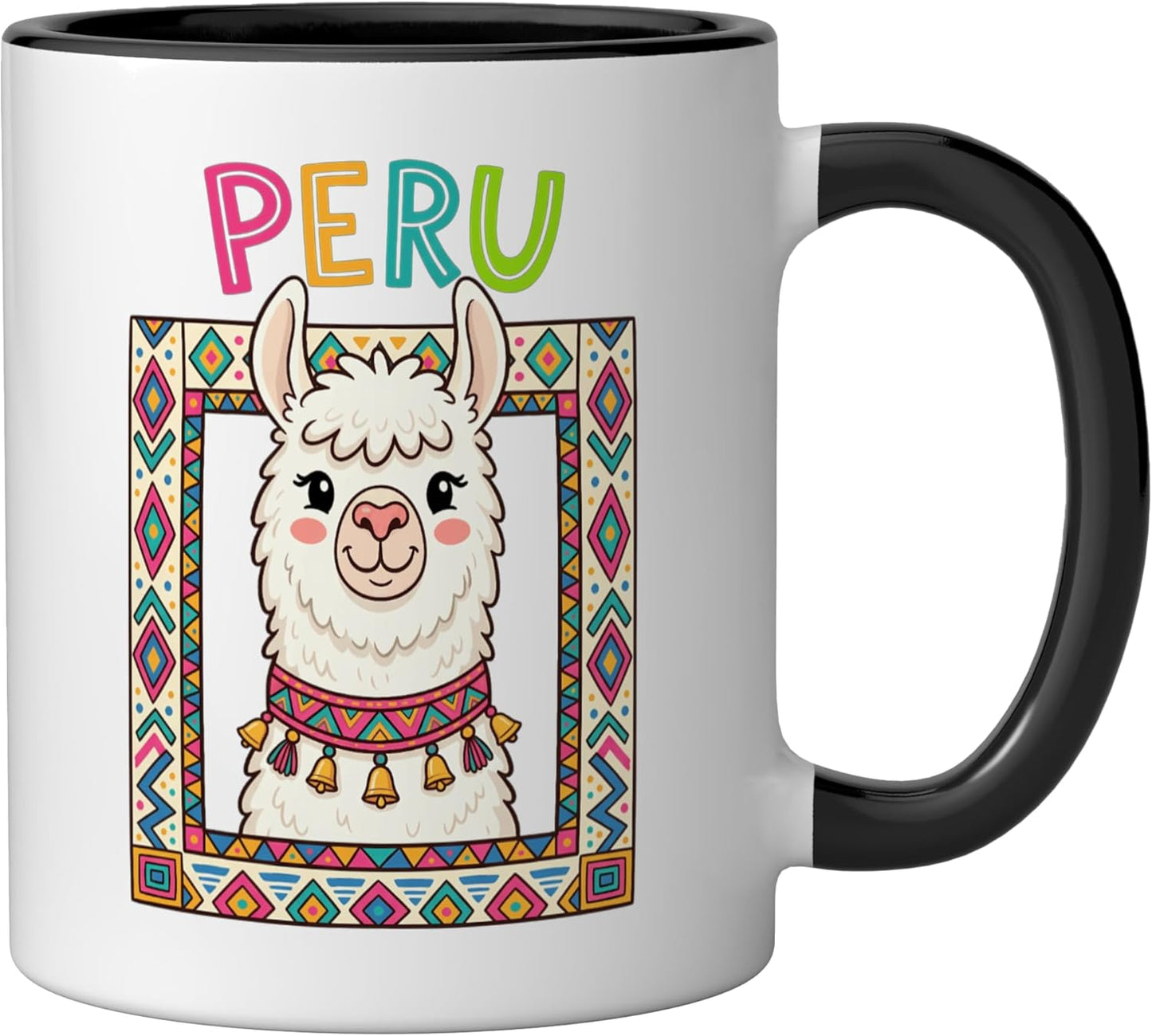 Taza Cerámica Llamas Perú Negro/Blanco