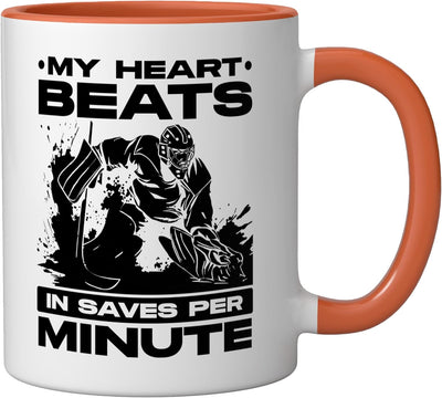 Taza Cerámica para Portero de Hockey Naranja/Blanco