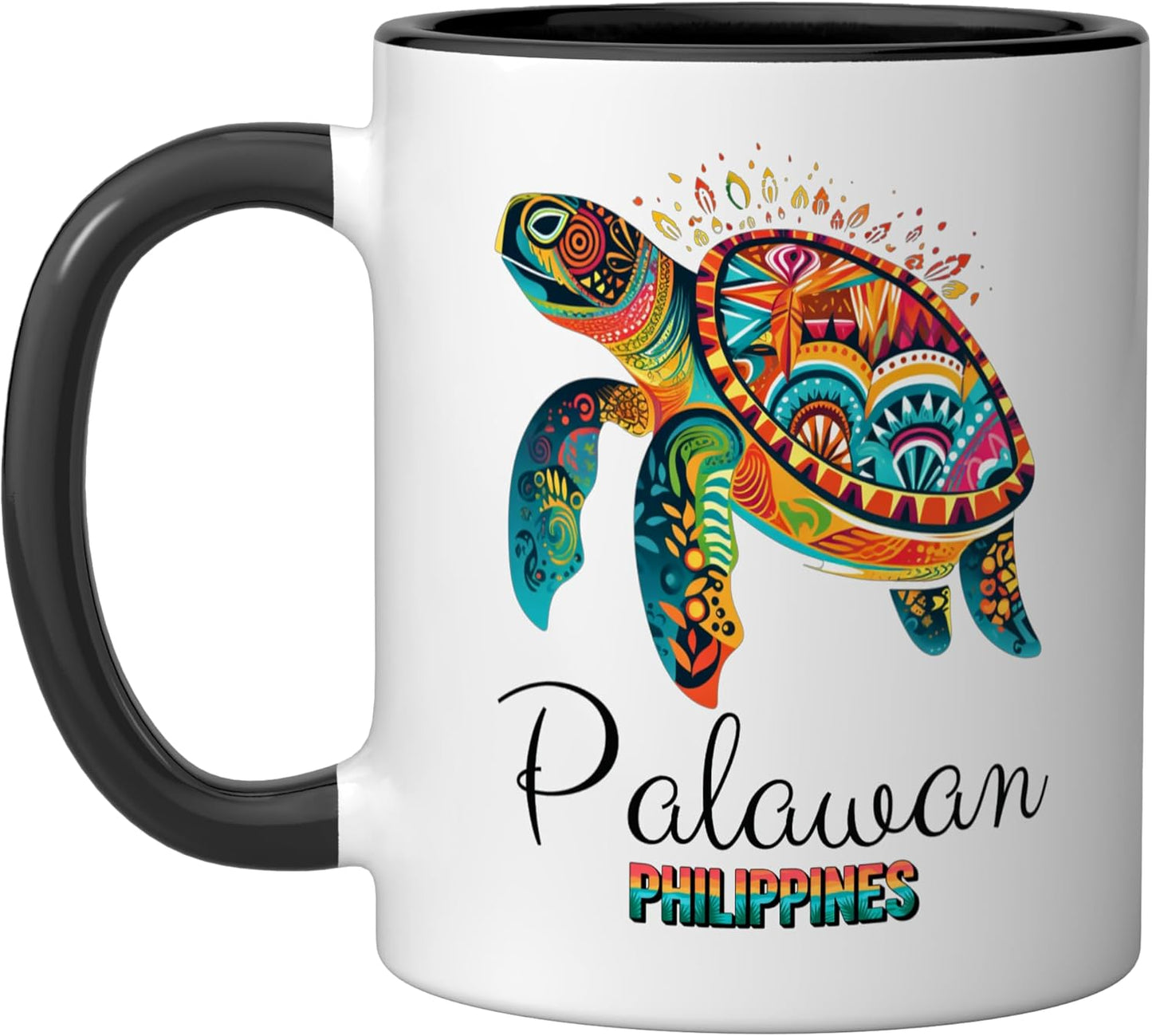 Taza cerámica Palawan Filipinas negra/blanca
