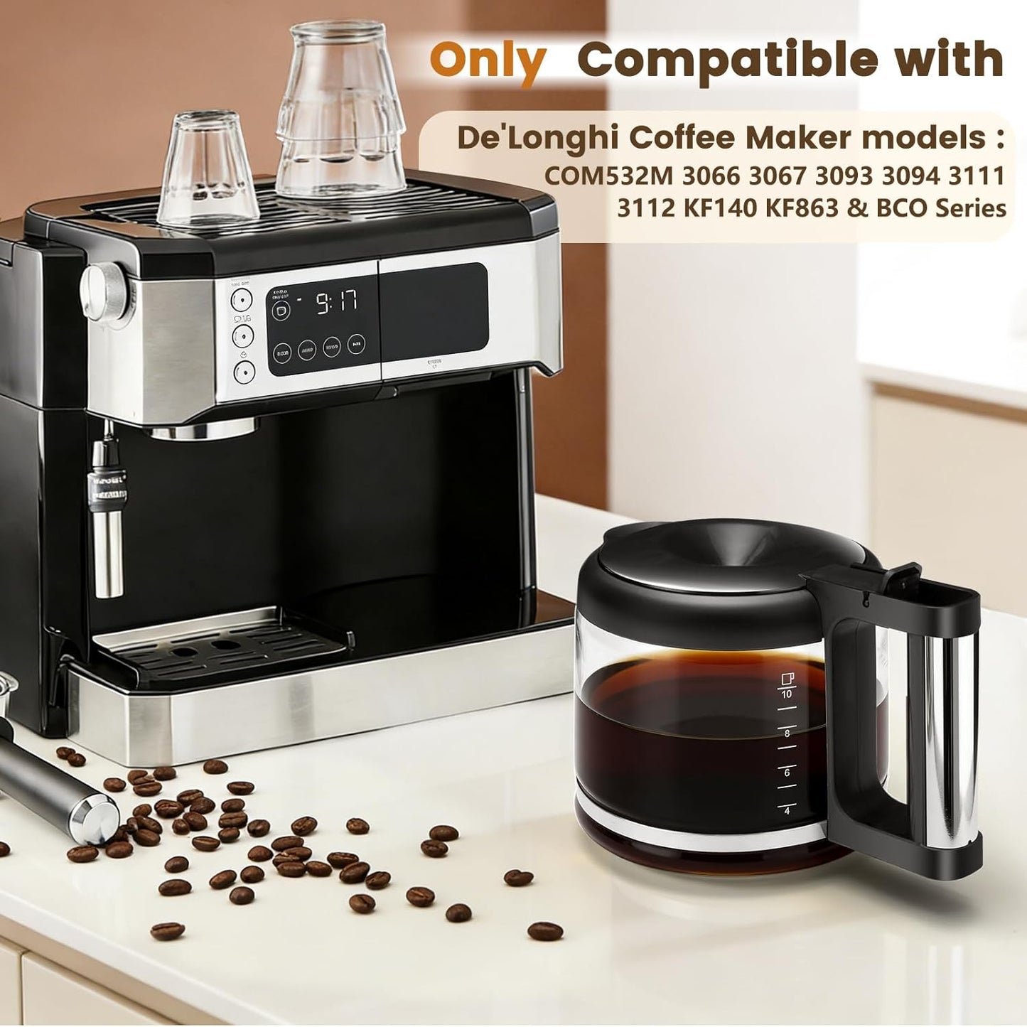 Repuesto jarra vidrio cafetera De'Longhi COM532MKF140