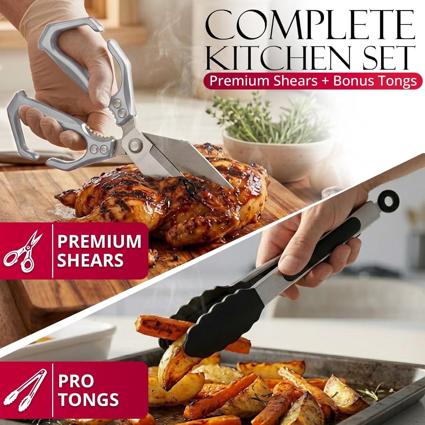 Tijeras y tenazas de cocina profesional en acero inoxidable 3CR13 para carne y hueso con agarre ergonómico