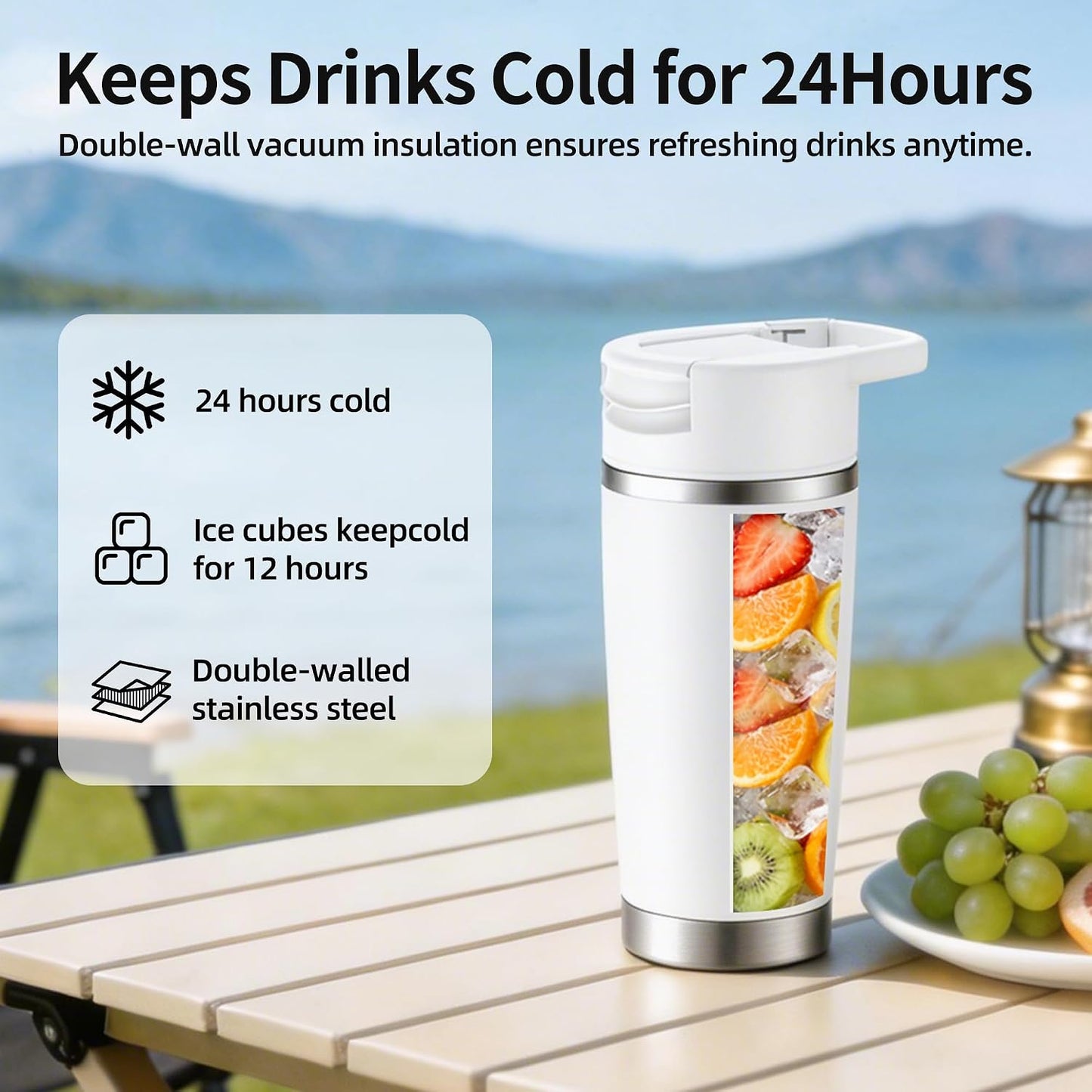 Licuadora portátil 20oz acero inox sin BPA blanco
