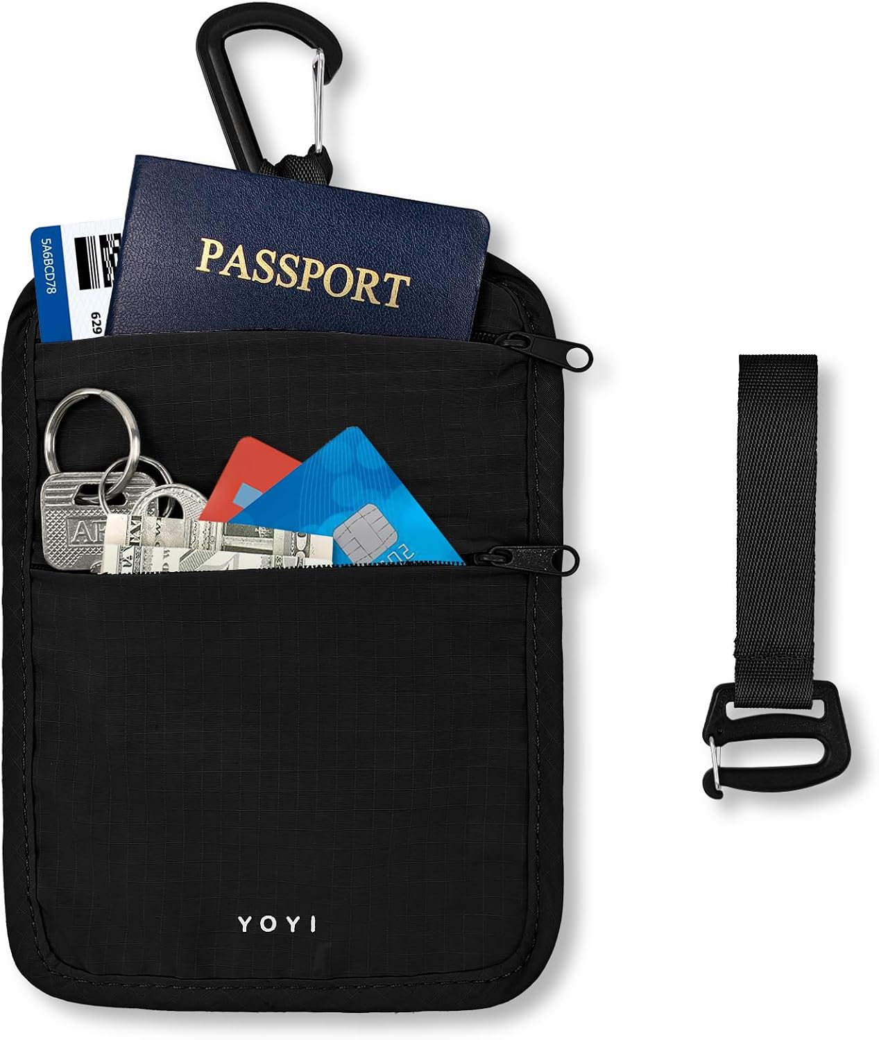 Cartera colgante viaje RFID antirrobo negro