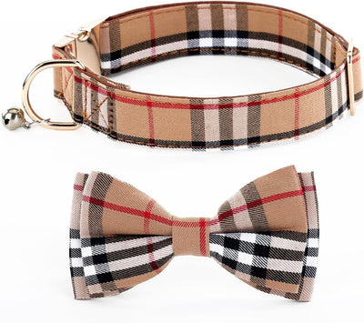 Collar perro con corbatín ajustable para mascotas patrón elegante