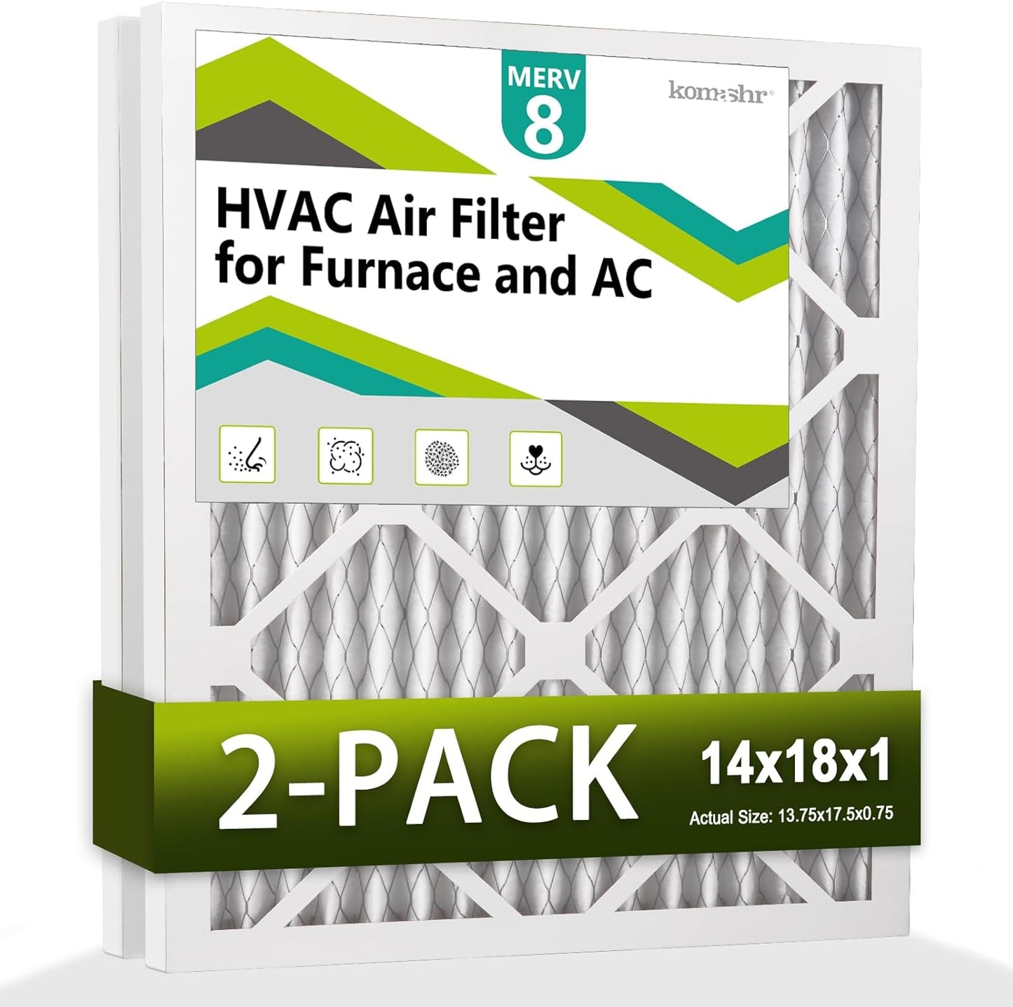 Filtro aire MERV 8 14x18x1 pack 2 reemplazo HVAC horno