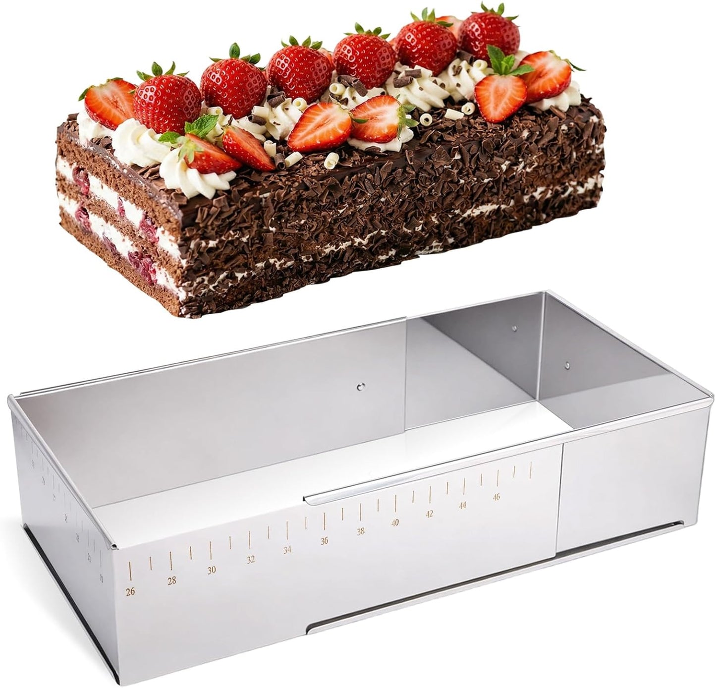 Molde para mousse rectangular de acero inoxidable ajustable 10x7 pulgadas