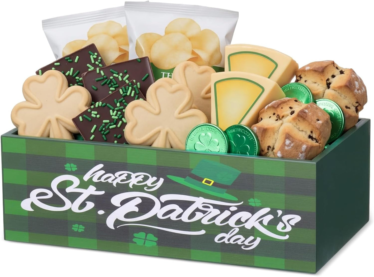 Cuenco de madera para dulces día de San Patricio trébol irlandés