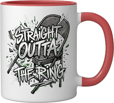 Taza cerámica para fanático de lucha profesional roja/blanca