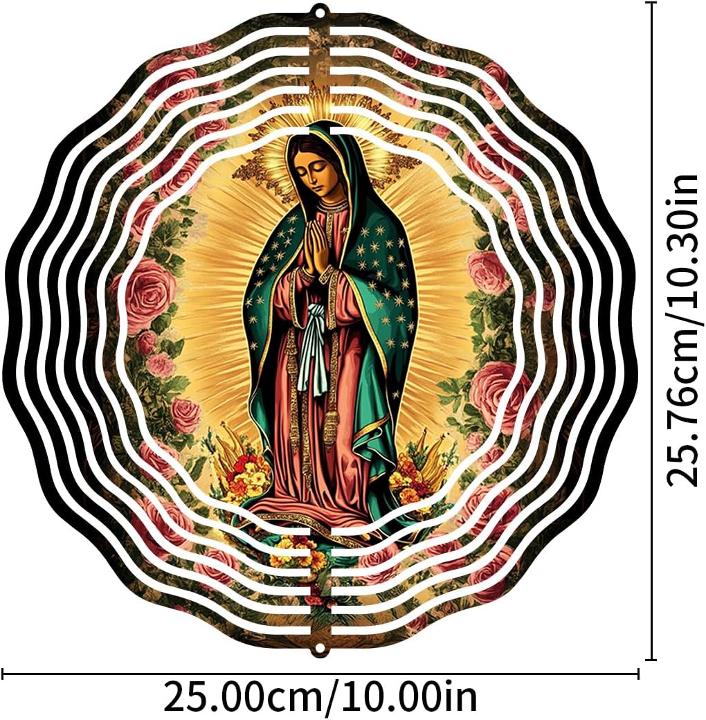 Molinillo viento Virgen María acero inox 10pulg 3D