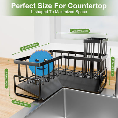 Soporte de esponja grande para fregadero de cocina con soporte para cepillos