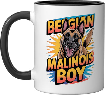 Taza cerámica perro malinois belga niño negro/blanco