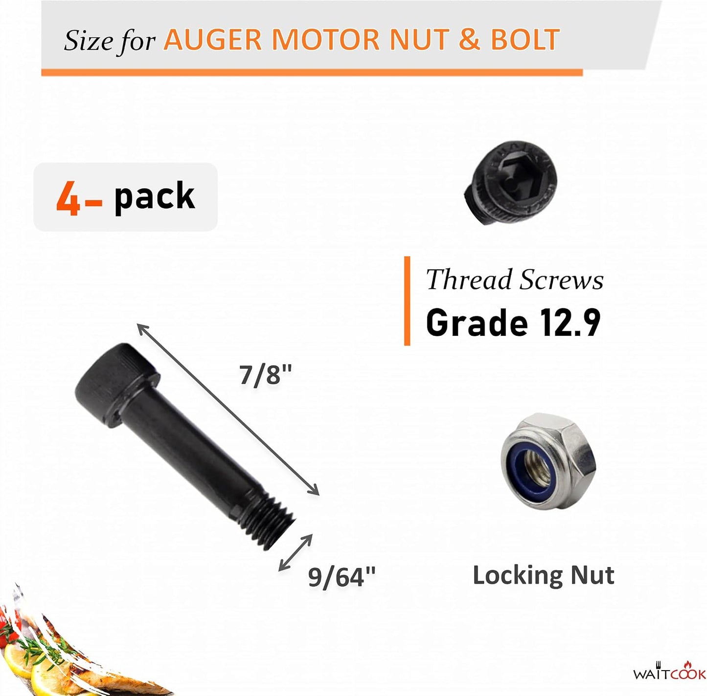 Tuerca perno eje motor barrena parrillas pellets Traeger Pit Boss