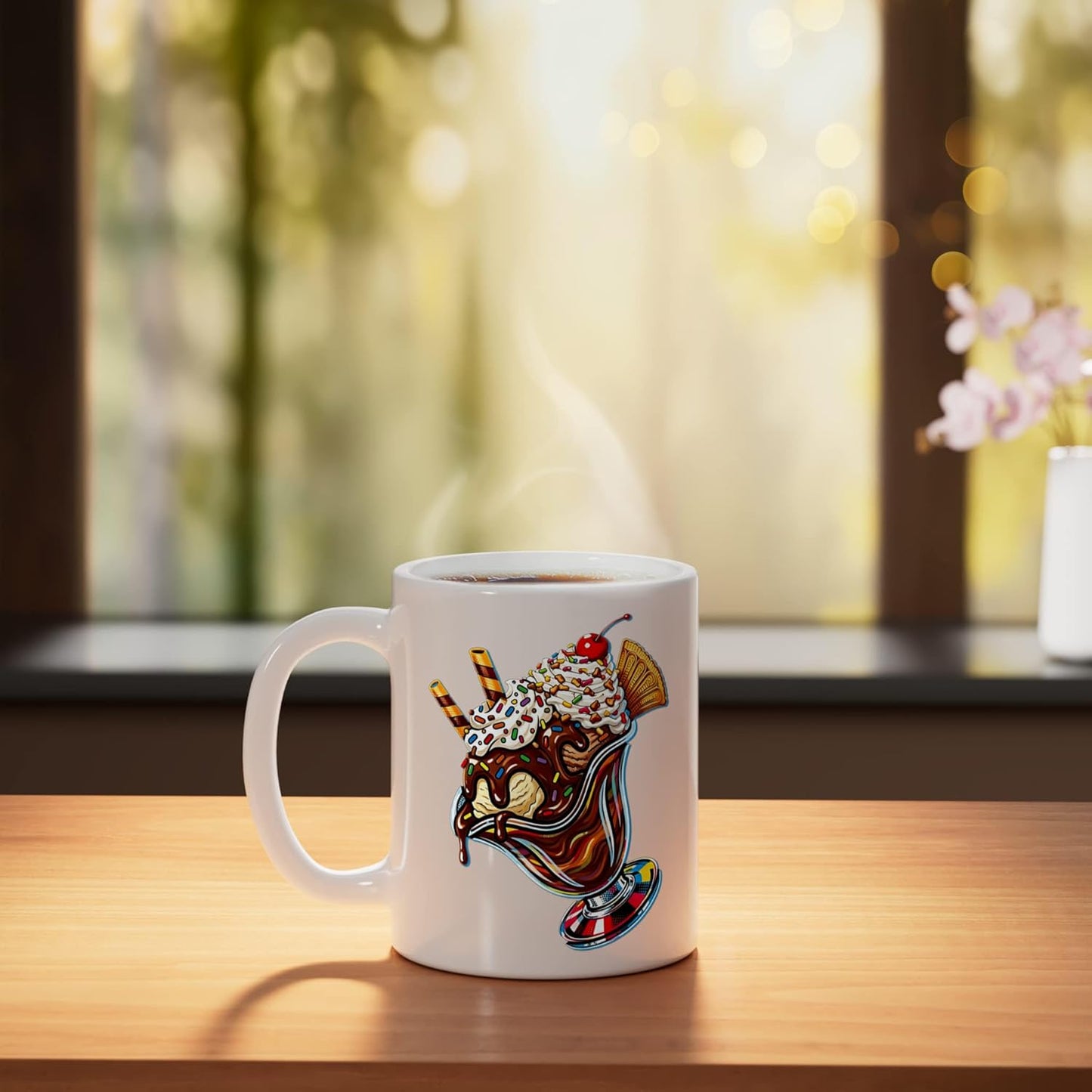 Taza Cerámica Retro Pop Art con Chocolate Caliente