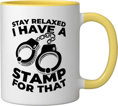 Taza Cerámica Oficial Aduanas Amarillo/Blanco