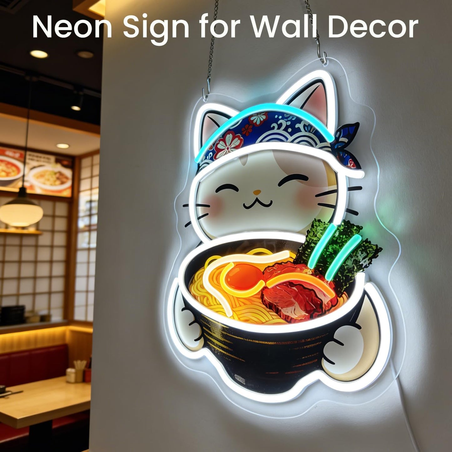 Letrero neón gato japonés para dormitorio garaje bar