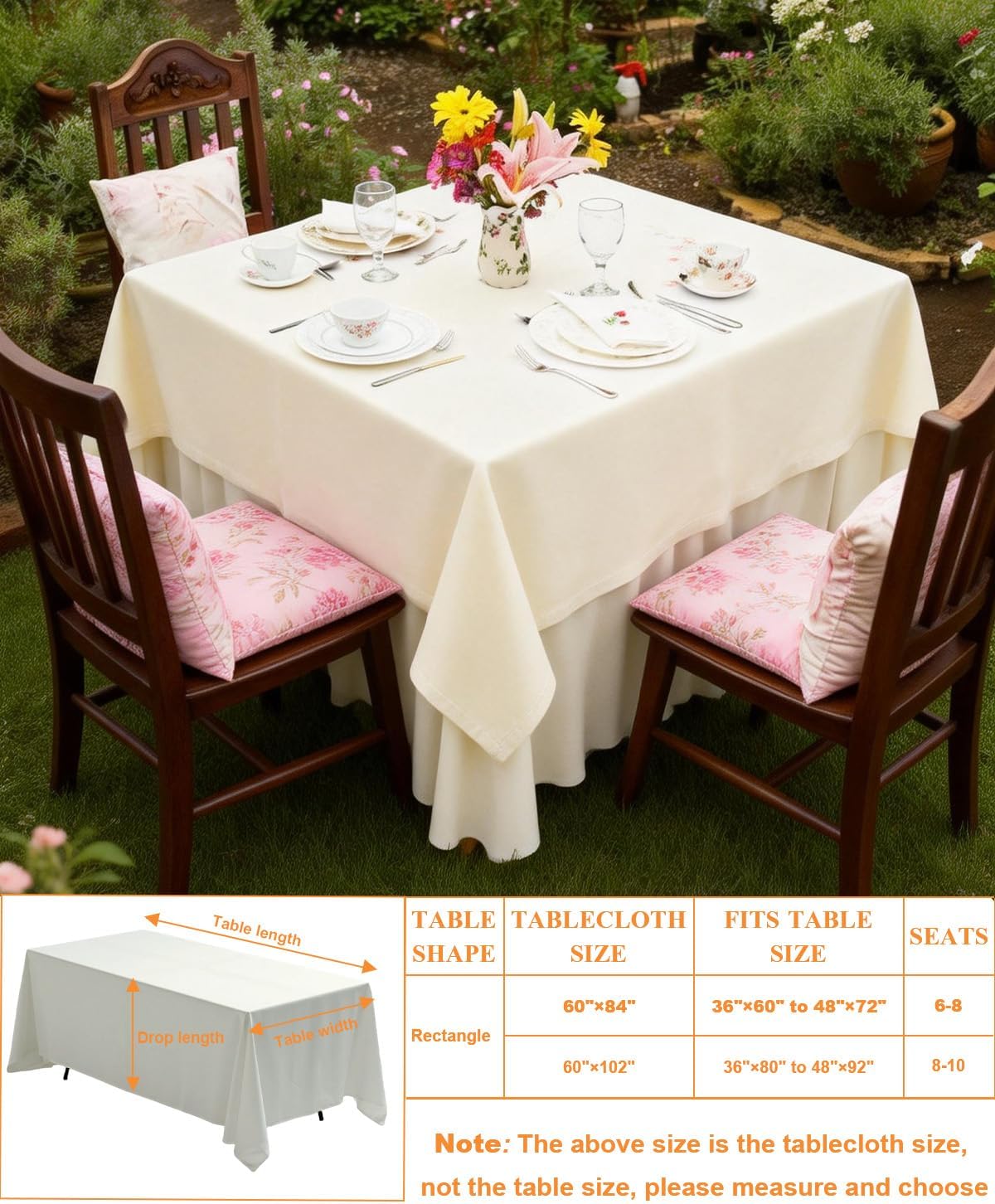 Mantel rectangular de poliéster 60 x 84 pulgadas paquete de 1 para mesas de 6 a 8 pies