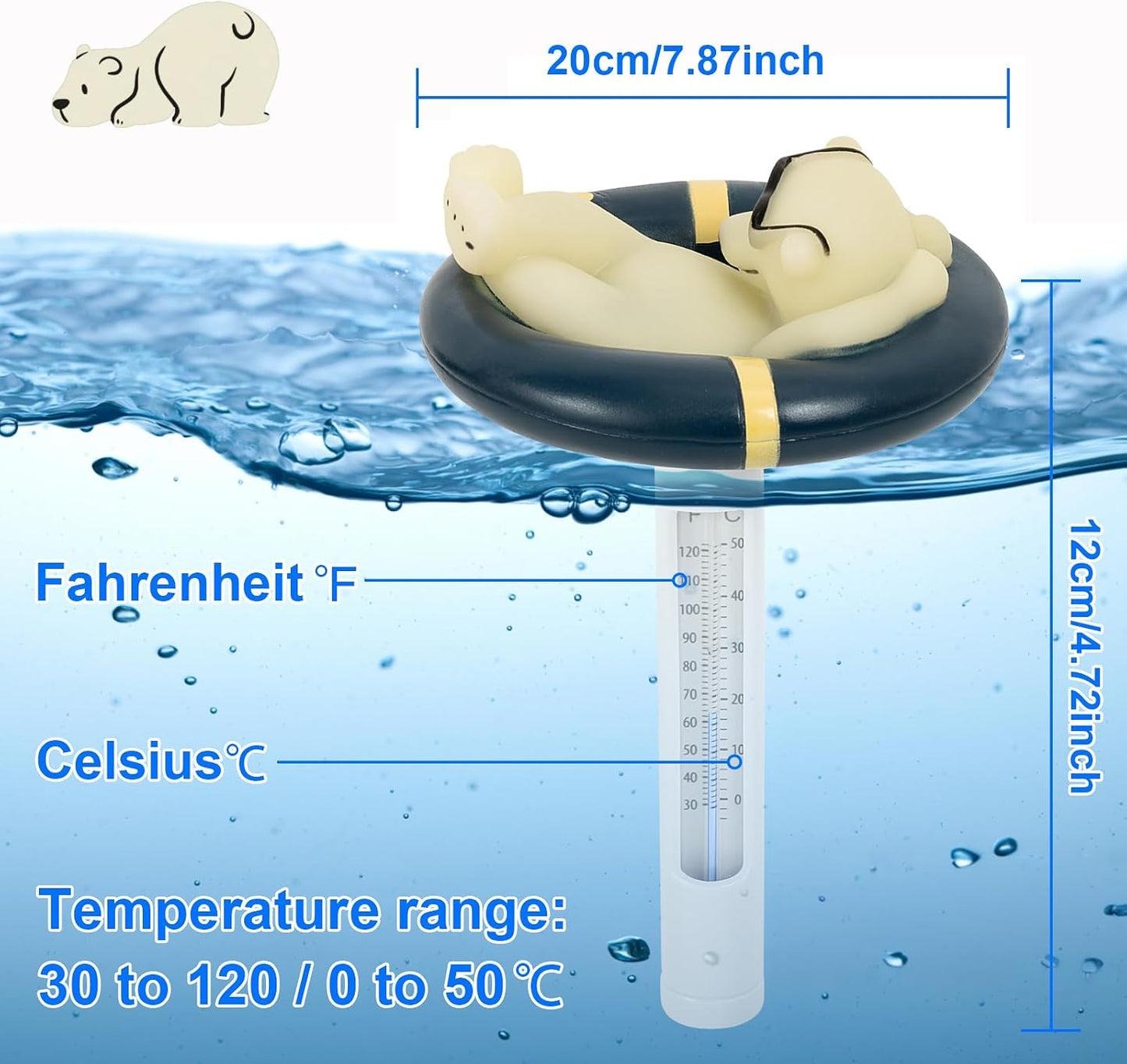 Termómetro flotante piscina con cuerda para spa jacuzzi