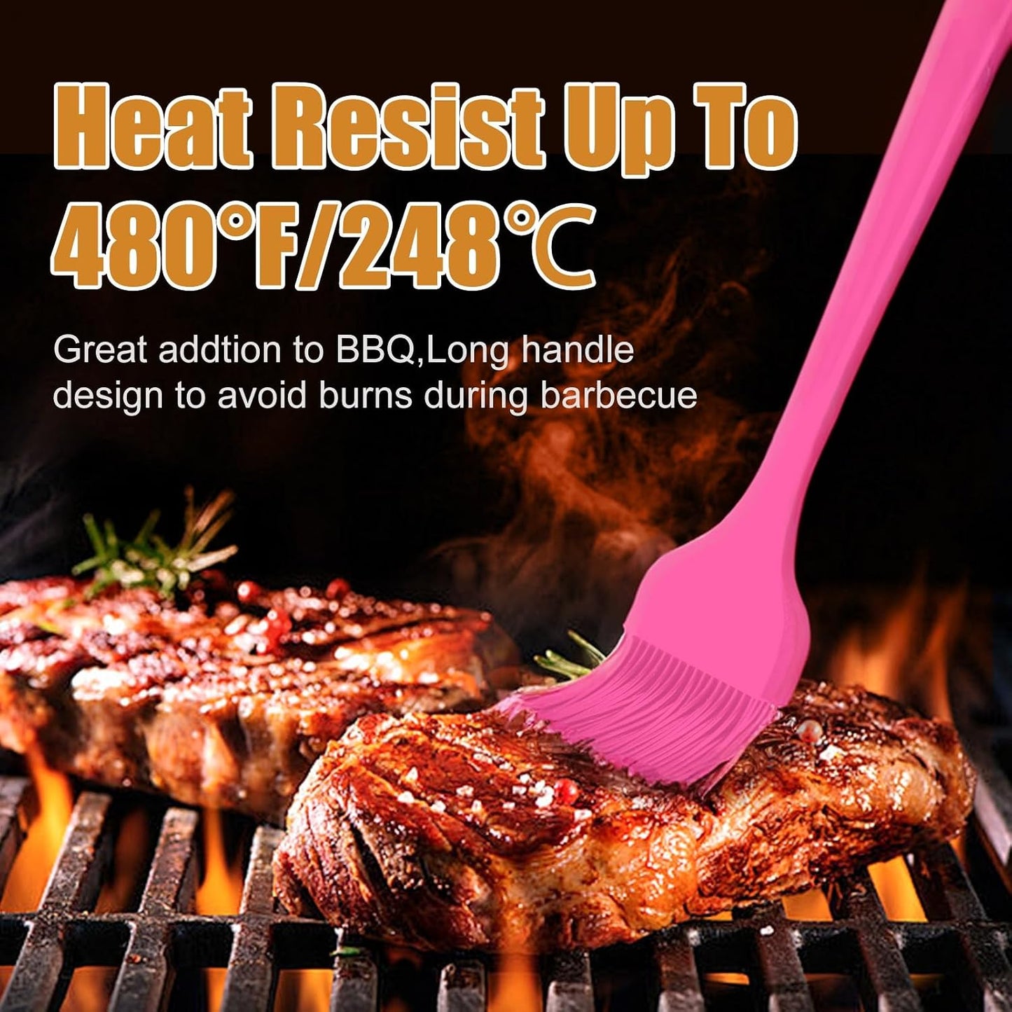 Cepillo silicona para untar 2 pzas cocina barbacoa rosa